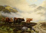 Highland Cattle in a Pass by Wright Barker